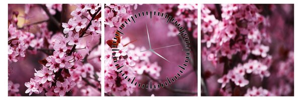 Tablou - Sakura roz (cu ceas) (90x30 cm)
