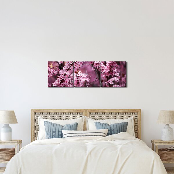 Tablou - Sakura roz (cu ceas) (90x30 cm)