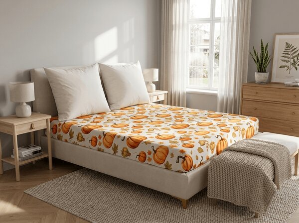 Cearsaf din microfibra AUTUMN PUMPKINS colorat 90x200 cm