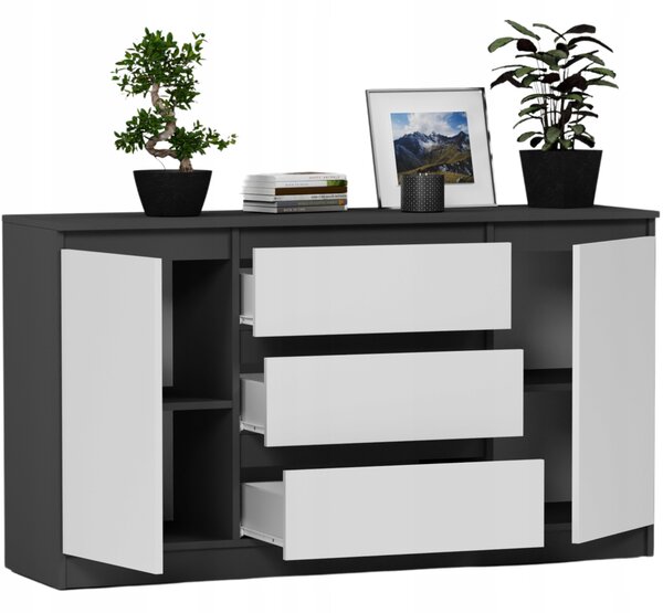 Comodă Rymaxa (antracit + alb). Promo -13%. 1151474
