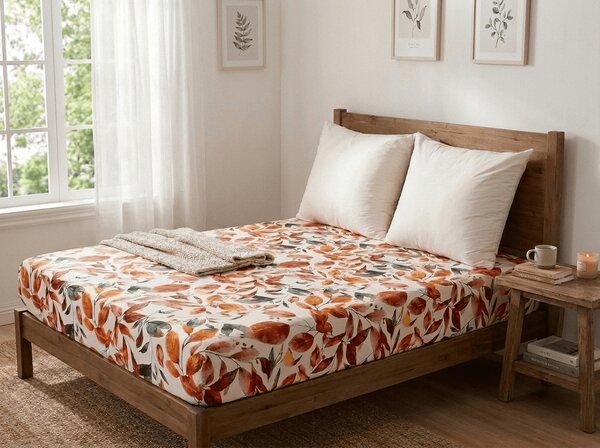 Cearsaf din microfibra AUTUMN LEAVES colorat 90x200 cm