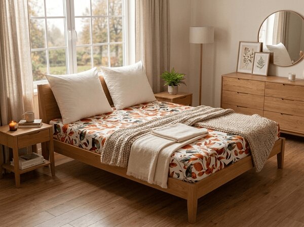 Cearsaf din microfibra AUTUMN LEAVES colorat 90x200 cm