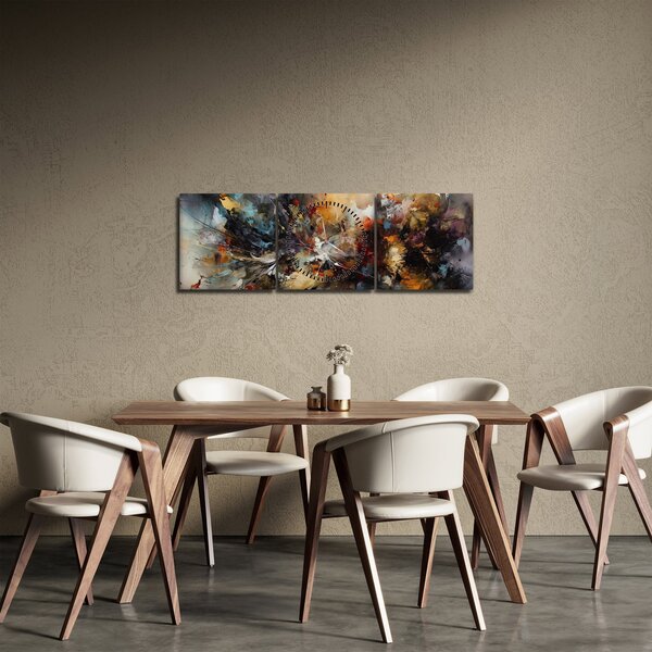 Tablou - Grafică abstractă (cu ceas) (90x30 cm)