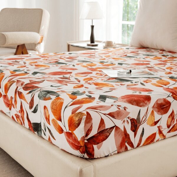 Cearsaf din microfibra AUTUMN LEAVES colorat 90x200 cm