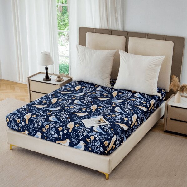 Cearsaf din microfibra DENIM BIRDS albastru 90x200 cm