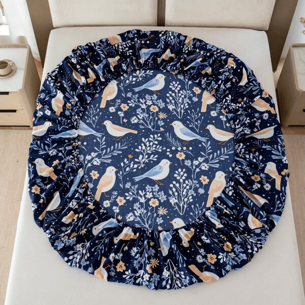 Cearsaf din microfibra DENIM BIRDS albastru 90x200 cm