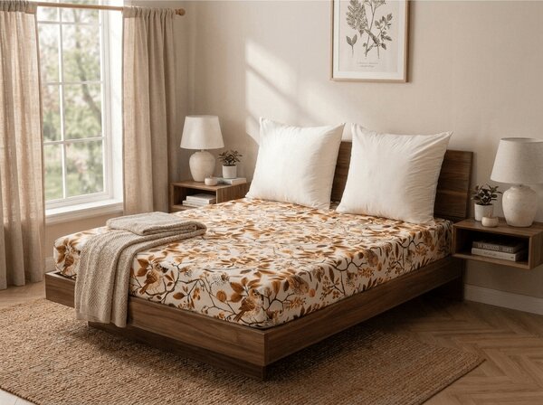 Cearsaf din microfibra BIRDS PUMPKIN maro 90x200 cm