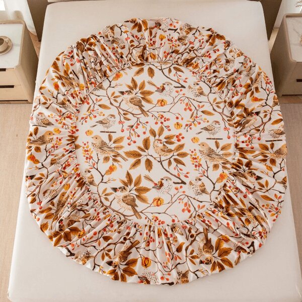 Cearsaf din microfibra BIRDS PUMPKIN maro 90x200 cm