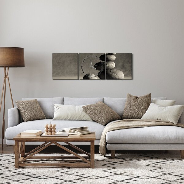 Tablou - Pietre gri (cu ceas) (90x30 cm)