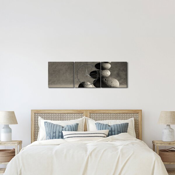 Tablou - Pietre gri (cu ceas) (90x30 cm)
