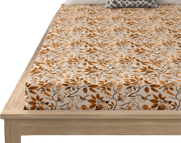 Cearsaf din microfibra BIRDS PUMPKIN maro 90x200 cm