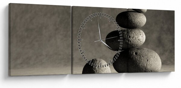 Tablou - Pietre gri (cu ceas) (90x30 cm)