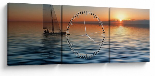 Tablou - Bărci cu vele pe mare (cu ceas) (90x30 cm)