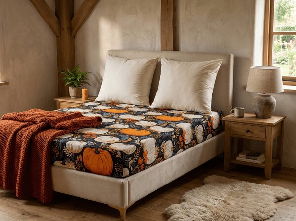 Cearsaf din microfibra MAGIC PUMPKIN colorat 90x200 cm