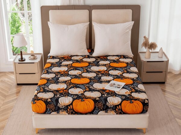 Cearsaf din microfibra MAGIC PUMPKIN colorat 90x200 cm