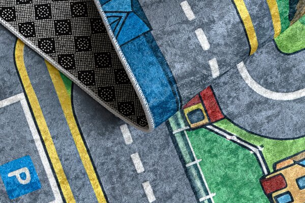 BAMBINO 61500 covor lavabil Oraș, străzi pentru copii anti-alunecare - verde / gri