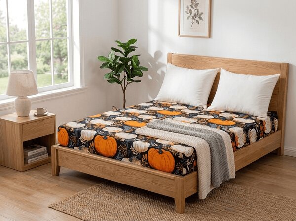 Cearsaf din microfibra MAGIC PUMPKIN colorat 90x200 cm