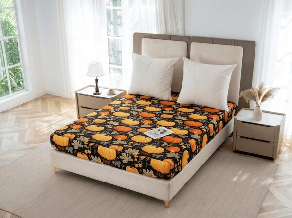 Cearsaf din microfibra ORANGE PUMPKINS colorat 90x200 cm