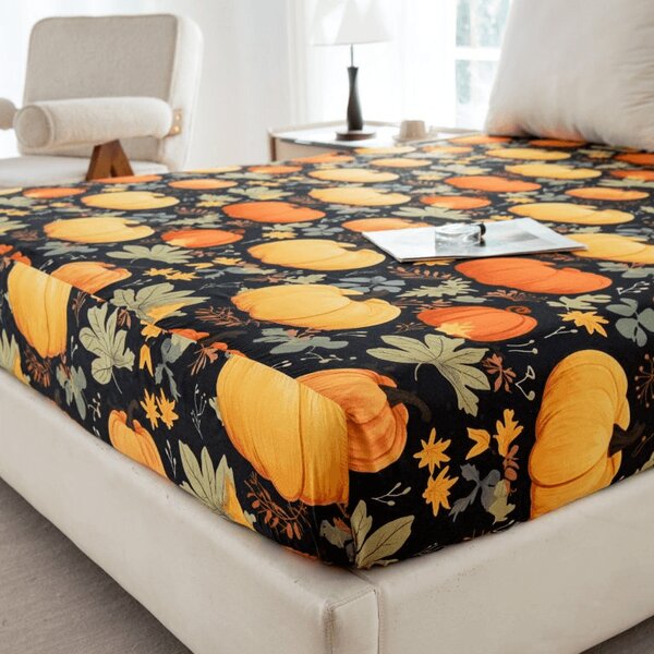 Cearsaf din microfibra ORANGE PUMPKINS colorat 90x200 cm