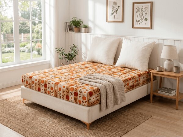 Cearsaf din microfibra PUMPKIN STRIPES colorat 90x200 cm