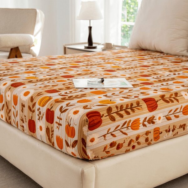 Cearsaf din microfibra PUMPKIN STRIPES colorat 90x200 cm