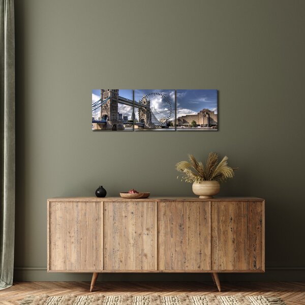 Tablou - Tower Bridge din Londra (cu ceas) (90x30 cm)