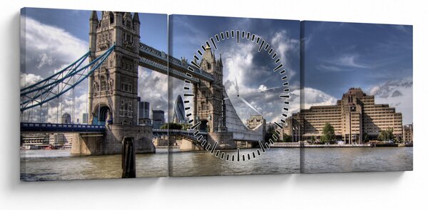 Tablou - Tower Bridge din Londra (cu ceas) (90x30 cm)