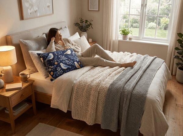 Fata de perna din microfibra DENIM PASARE 50x70 cm, albastru