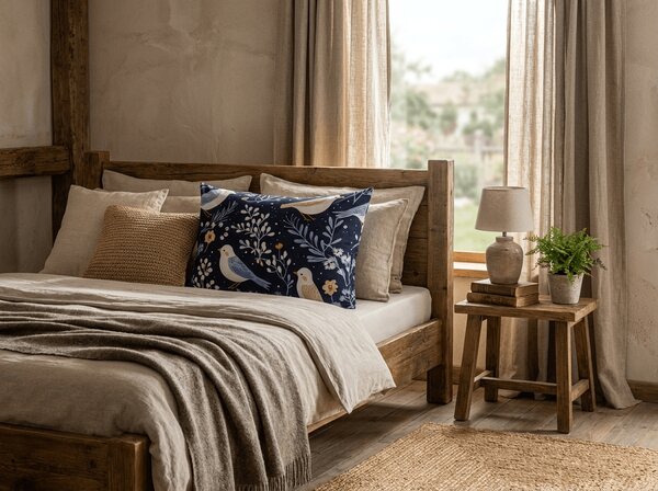 Fata de perna din microfibra DENIM PASARE 50x70 cm, albastru
