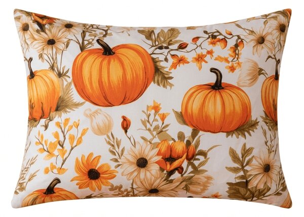 Fata de perna din microfibra FLOWERS AND PUMPKINS 50x70 cm, portocaliu