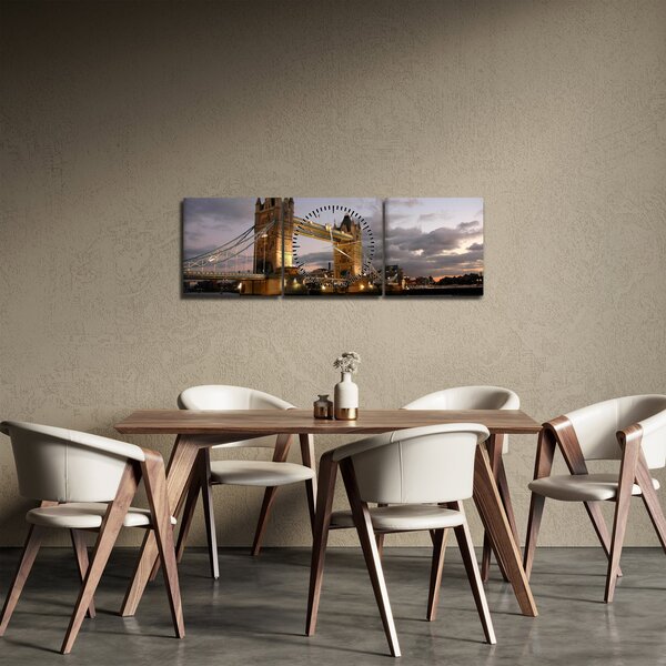 Tablou - Tower Bridge la noapte (cu ceas) (90x30 cm)