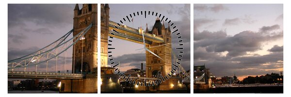 Tablou - Tower Bridge la noapte (cu ceas) (90x30 cm)