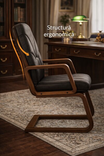 Scaun conferinta MAVIS EXTRA CF, Negru piele naturala