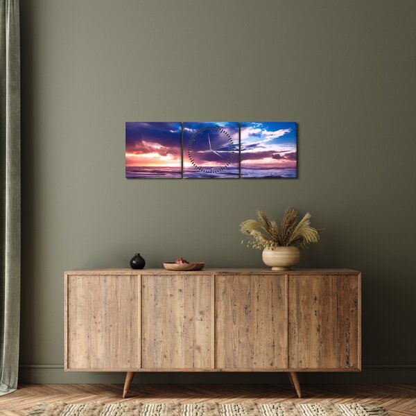 Tablou - Apus de soare la mare (cu ceas) (90x30 cm)