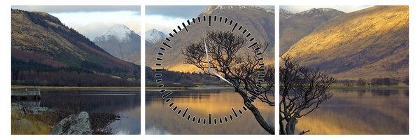 Tablou - Munții de lângă lac (cu ceas) (90x30 cm)
