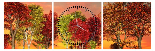 Tablou - Copaci colorate (cu ceas) (90x30 cm)