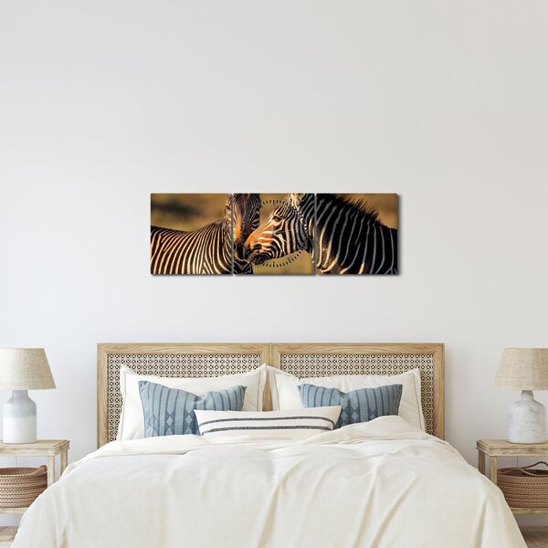 Tablou - Două zebre (cu ceas) (90x30 cm)