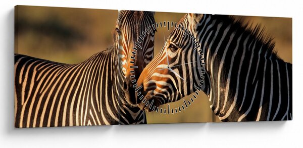 Tablou - Două zebre (cu ceas) (90x30 cm)