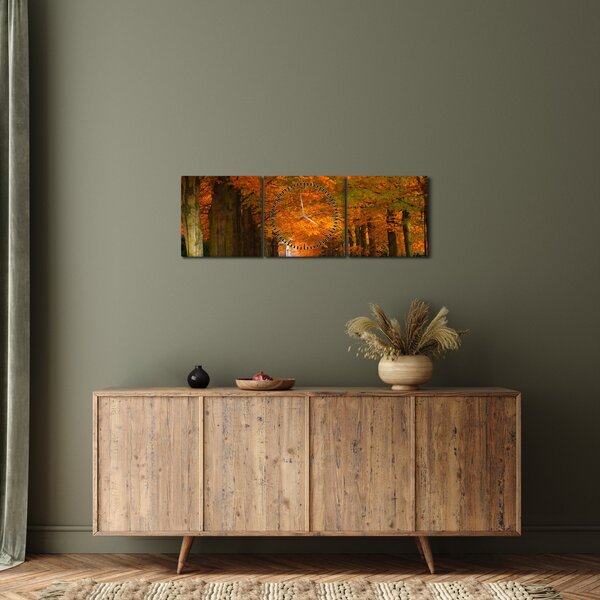Tablou - Bulevardul de copaci în toamnă (cu ceas) (90x30 cm)
