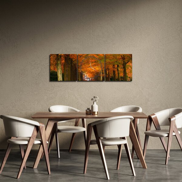 Tablou - Bulevardul de copaci în toamnă (cu ceas) (90x30 cm)