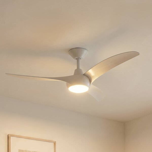 Lindby Ventilator de tavan cu LED Briya, alb, Ø 116 cm, CCT, reglabil, Alb, Camera de zi / sufragerie, Plastic, Modern