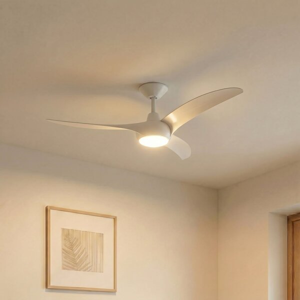Lindby Ventilator de tavan cu LED Briya, alb, Ø 116 cm, CCT, reglabil, Alb, Camera de zi / sufragerie, Plastic, Modern