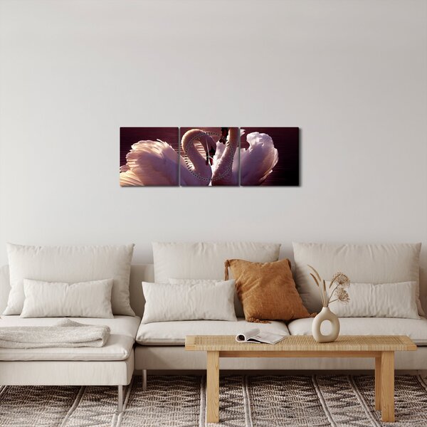 Tablou - Lebede pe lac (cu ceas) (90x30 cm)