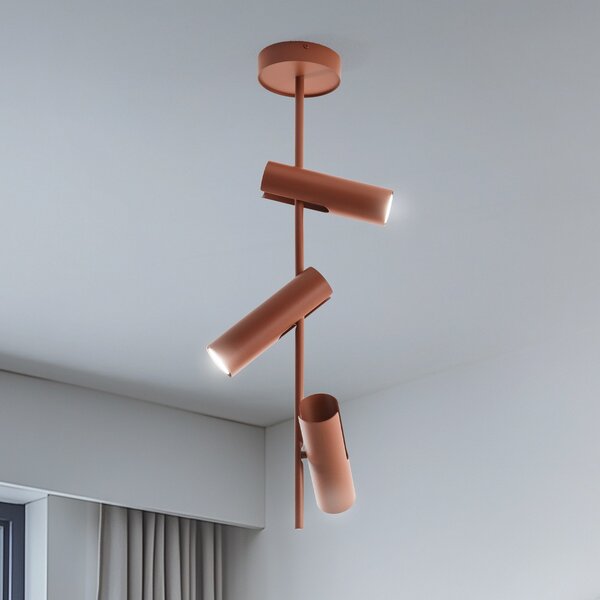 SIGMA Spot de tavan Leda 3, roșu cărămiziu, 3 becuri, oțel, înălțime 76 cm, reglabil, Roșu, Camera de zi / sufragerie, Metal, Modern
