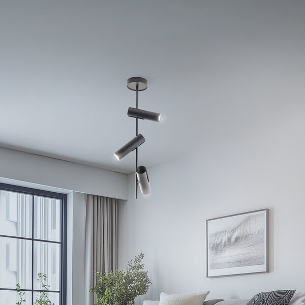 SIGMA Spot de tavan Leda 3, antracit, 3 becuri, oțel, înălțime 76 cm, reglabil, Negru, Camera de zi / sufragerie, Metal, Modern