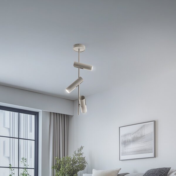 SIGMA Spot de tavan Leda 3, taupe, 3 becuri, oțel, GU10, înălțime 76 cm, reglabil, Bej, Camera de zi / sufragerie, Metal, Modern