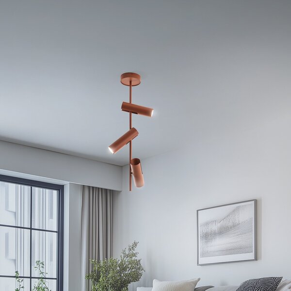 SIGMA Spot de tavan Leda 3, roșu cărămiziu, 3 becuri, oțel, înălțime 76 cm, reglabil, Roșu, Camera de zi / sufragerie, Metal, Modern