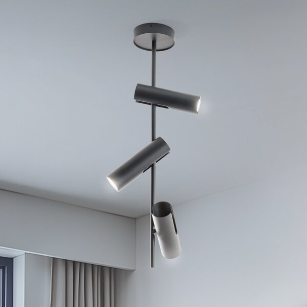 SIGMA Spot de tavan Leda 3, antracit, 3 becuri, oțel, înălțime 76 cm, reglabil, Negru, Camera de zi / sufragerie, Metal, Modern