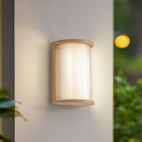 Lindby LED-Aparec de iluminat exterior Calvik, bej, striat, IP44, Bej, Metal, Modern