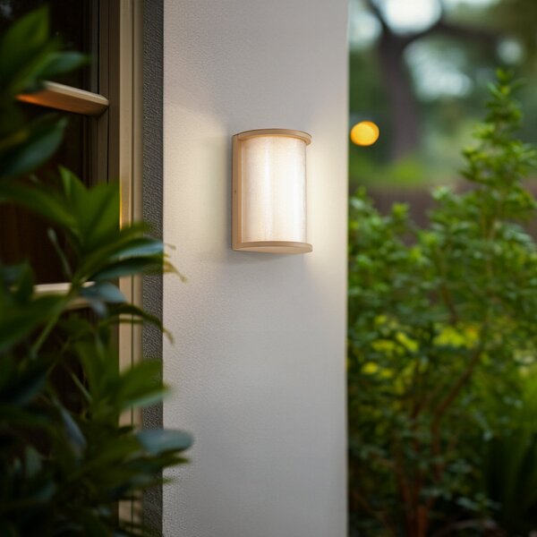 Lindby LED-Aparec de iluminat exterior Calvik, bej, striat, IP44, Bej, Metal, Modern